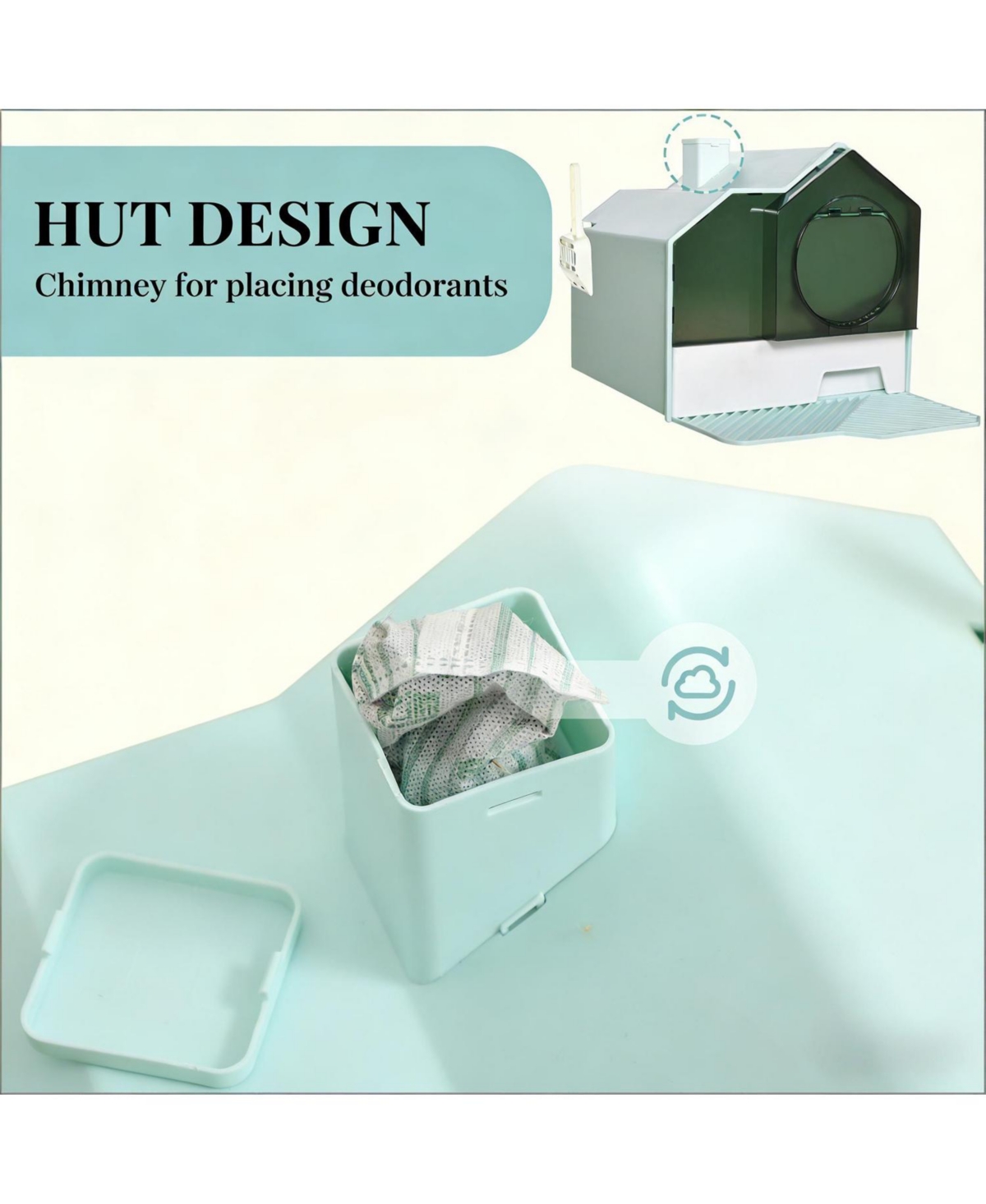 Aostirmotor Hooded Cat Litter Box in Light Blue