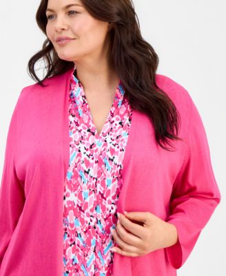 Plus Size Open-Front A-Line Cardigan