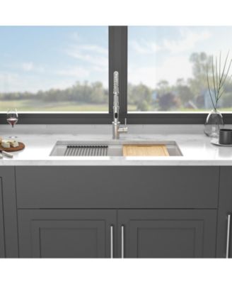 33x19x9.65inch White Quartz Composite Kitchen Sink Workstation Undermount Granite