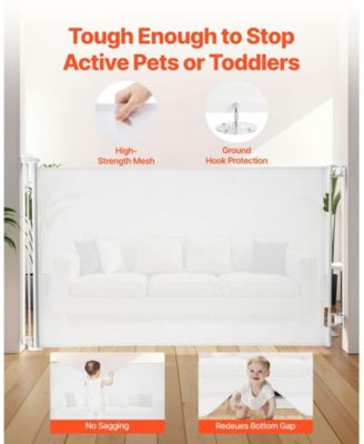 Extra Tall Retractable Baby Gate, 38.5 in Tall, Extends to 57 in Wide, Mesh Safety Gate w/ Security Lock