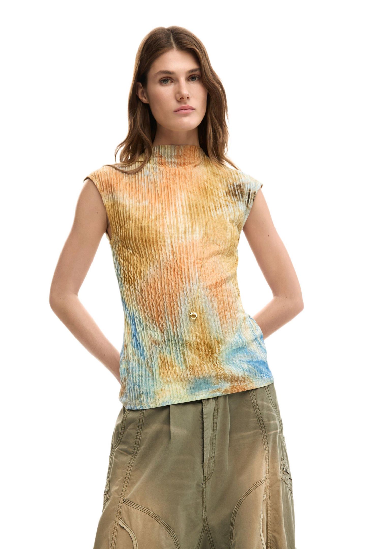 Женская футболка Desigual Textured, цвет: Молочный белый — фото 1