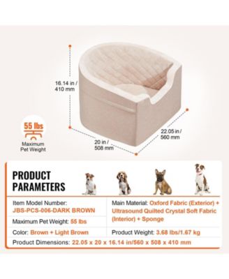 Waterproof Dog Car Booster Seat with Storage Pocket and Safety Leash