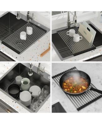 25x22x12inch Gunmetal Black Drop In Laundry Utility Sink 16 Gauge T304 Stainless Steel 12 Inch Deep Single Bowl Above Counter Sink