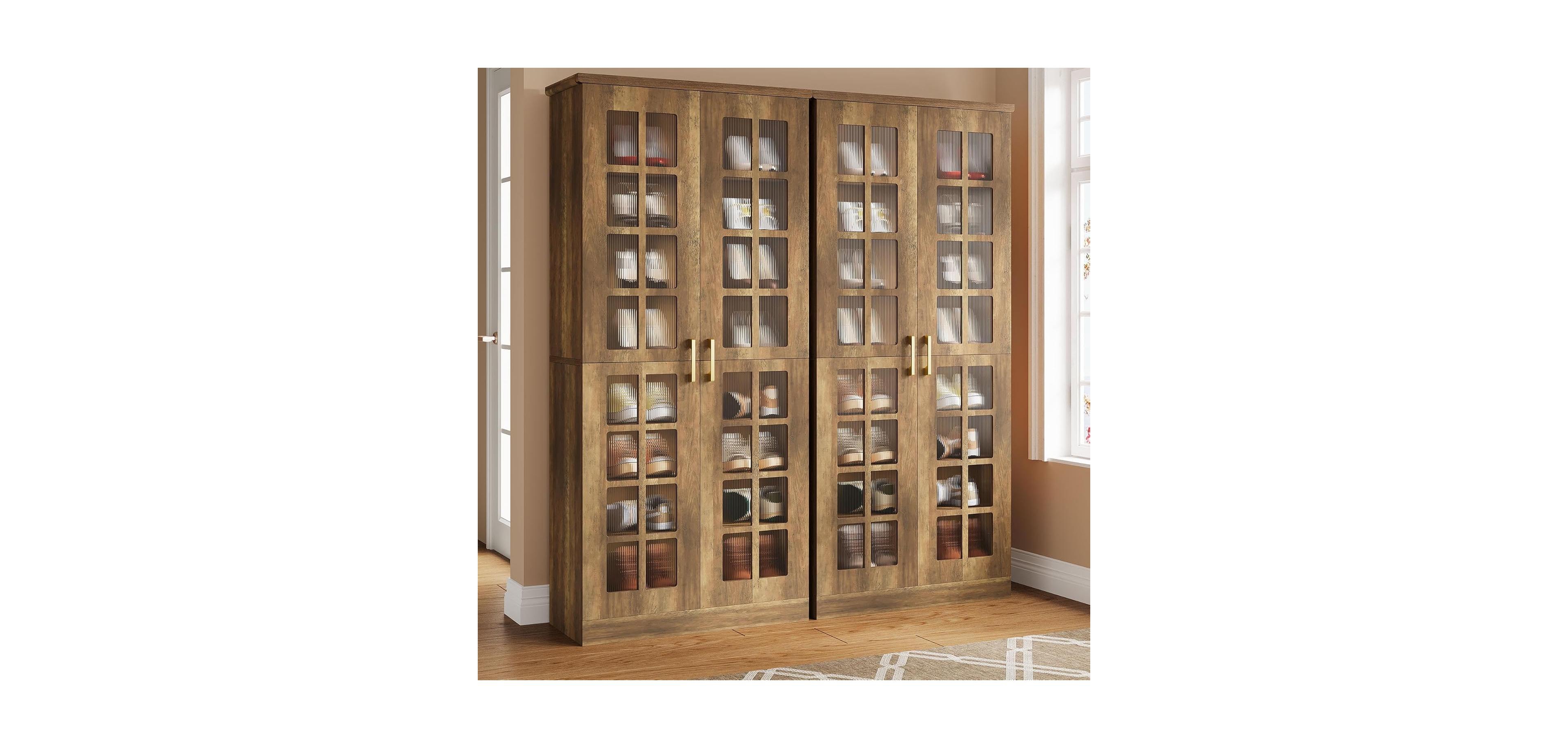 Tribesigns 71-Inch Tall Shoe Cabinet with Doors Set of 2, 8-Tier Shoe Storage Cabinet with Adjustable Shelves, Modern Shoe Organizer Shoe Rack Cabinet