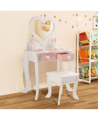 Princess Vanity Set for Girls | Kids Makeup Table with Mirror, Stool, Drawers & Pretend Cosmetics