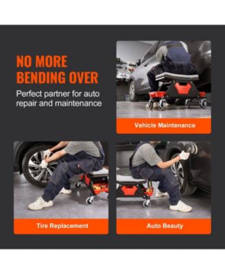 Rolling Mechanics Stool, 300-Lb Capacity, 4" Wheels, 3 Slide-Out Tool Trays & Drawer, Garage Seat