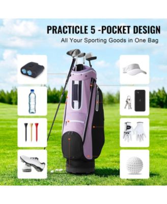 Golf Cart Bag, 14-Way Divider Top, 36", Multiple Pockets, Handles, Dust Cover & Detachable Strap