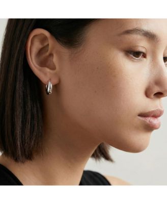 Silver-Tone Huggie Hoop Earrings