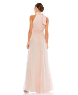 Women's Petite A Line Chiffon Halter Neck Evening Gown