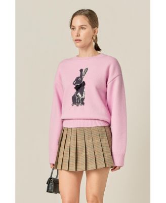 Women's Women's Bunny Rhinestone Bow Sweater
