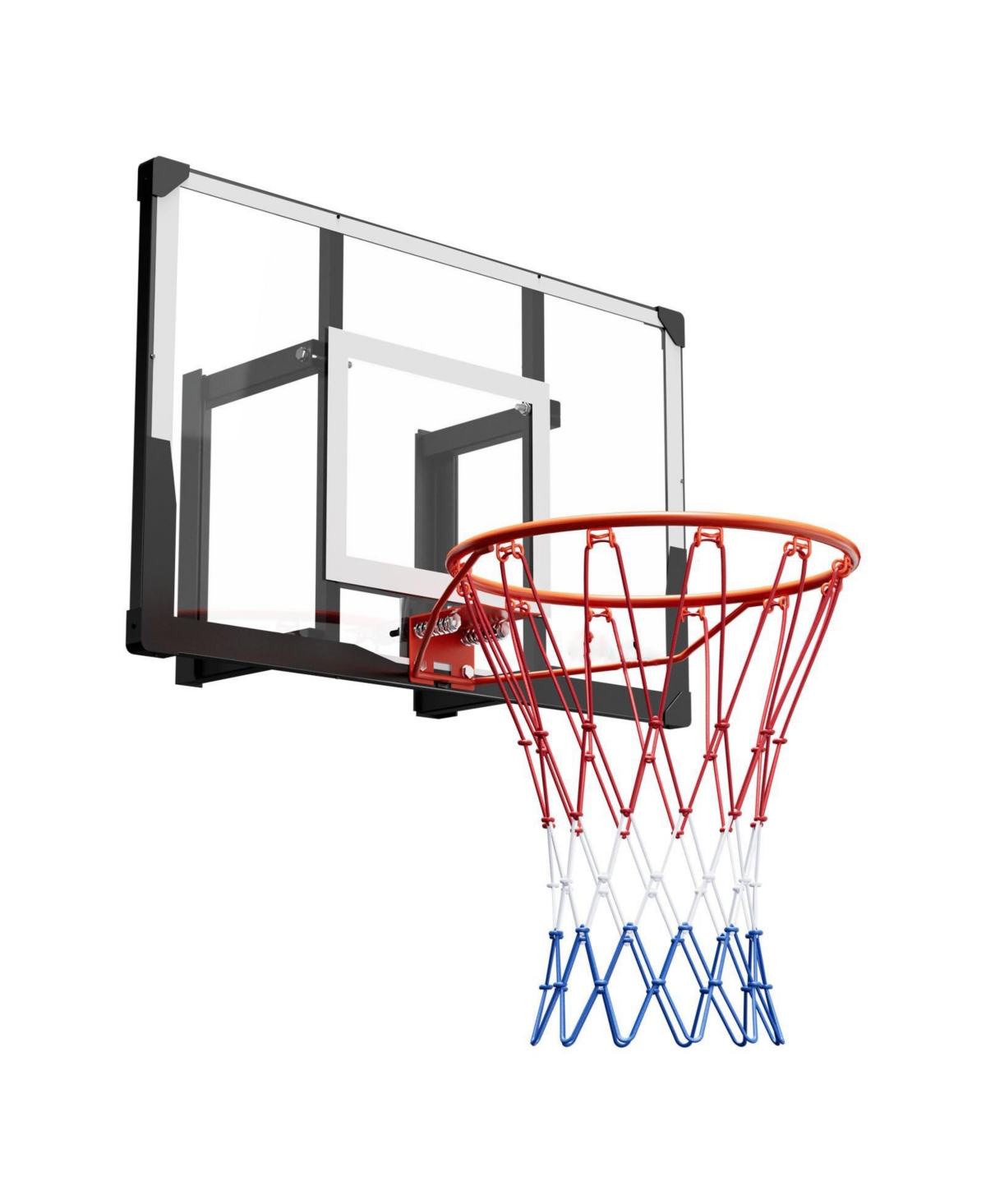 Mecale Wall-Mount Basketball Hoop, 44" Pc Backboard with Solid Steel Frame, 0.08" Thick Backboard, Woven Nylon Net