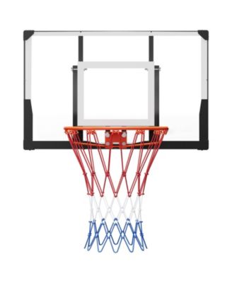 Wall-Mount Basketball Hoop, 44" PC Backboard with Solid Steel Frame, 0.08" Thick Backboard, Woven Nylon Net