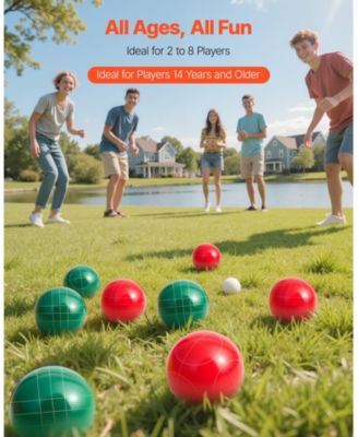 Bocce Ball Set, 107 mm, 8 Resin Balls + Pallino, Carry Bag & Measuring Rope, 2-8 Players