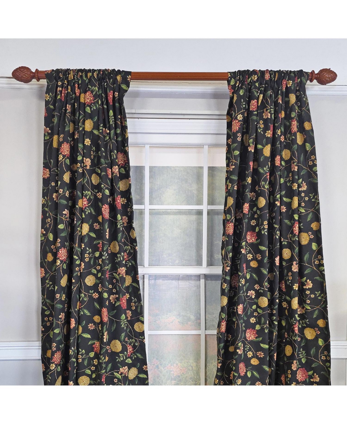 Rlf Home NightFall 100% Cotton Rod Pocket Window Curtain set of 2 Panels 100" x 84" Black