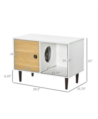 Wooden Cat House with 4 legs in White