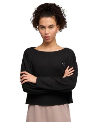 Women's Cloud-Spun Rib Slouch Crew Neck Long Sleeve Shirt
