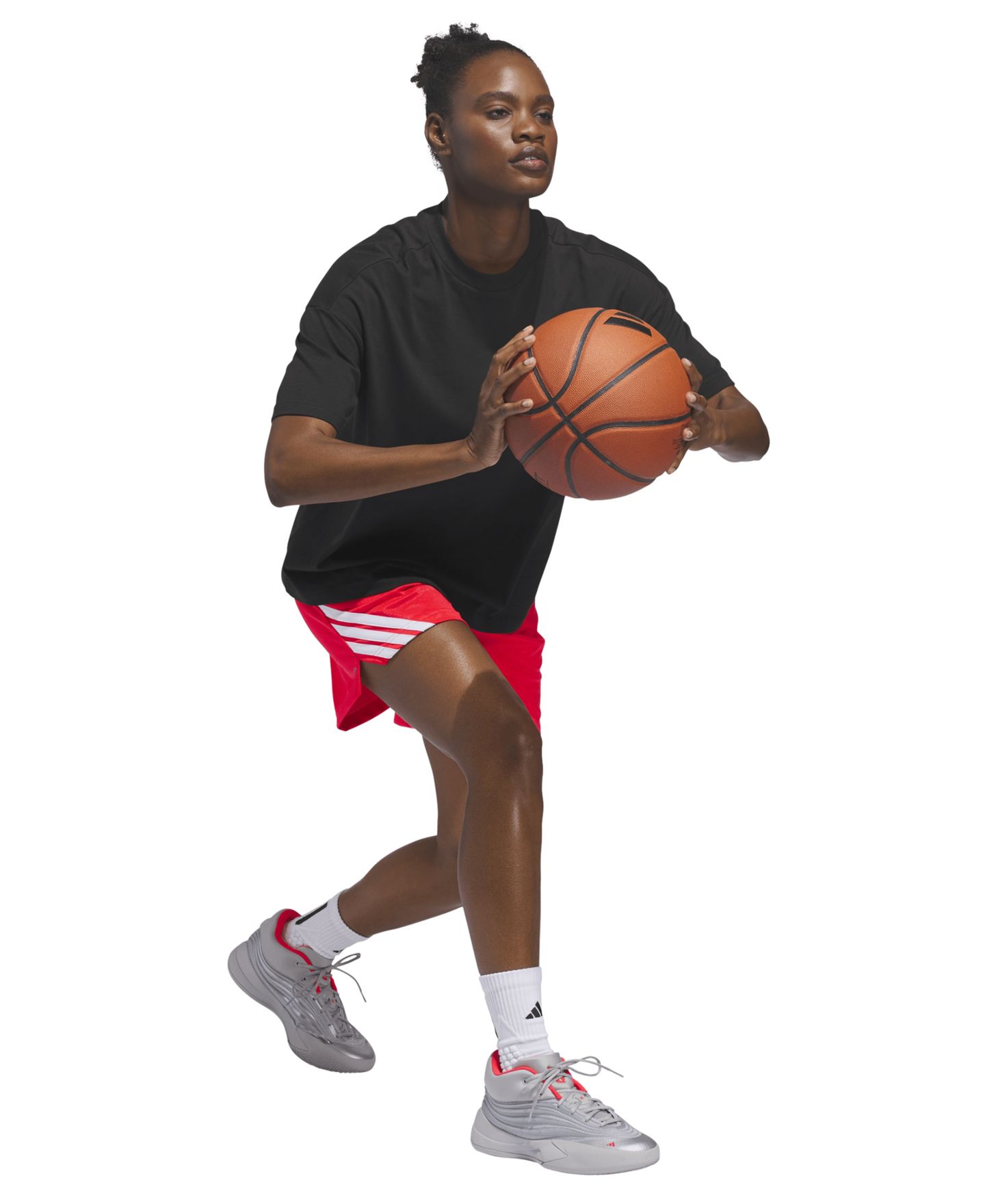 Женские шорты adidas 3-Stripe Basketball, цвет: Чёрный — фото 9