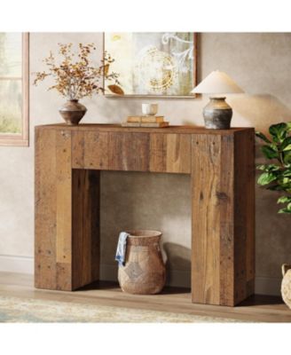 39" Wooden Farmhouse Console Table with Drawer for Entryway, Living Room, or Hallway