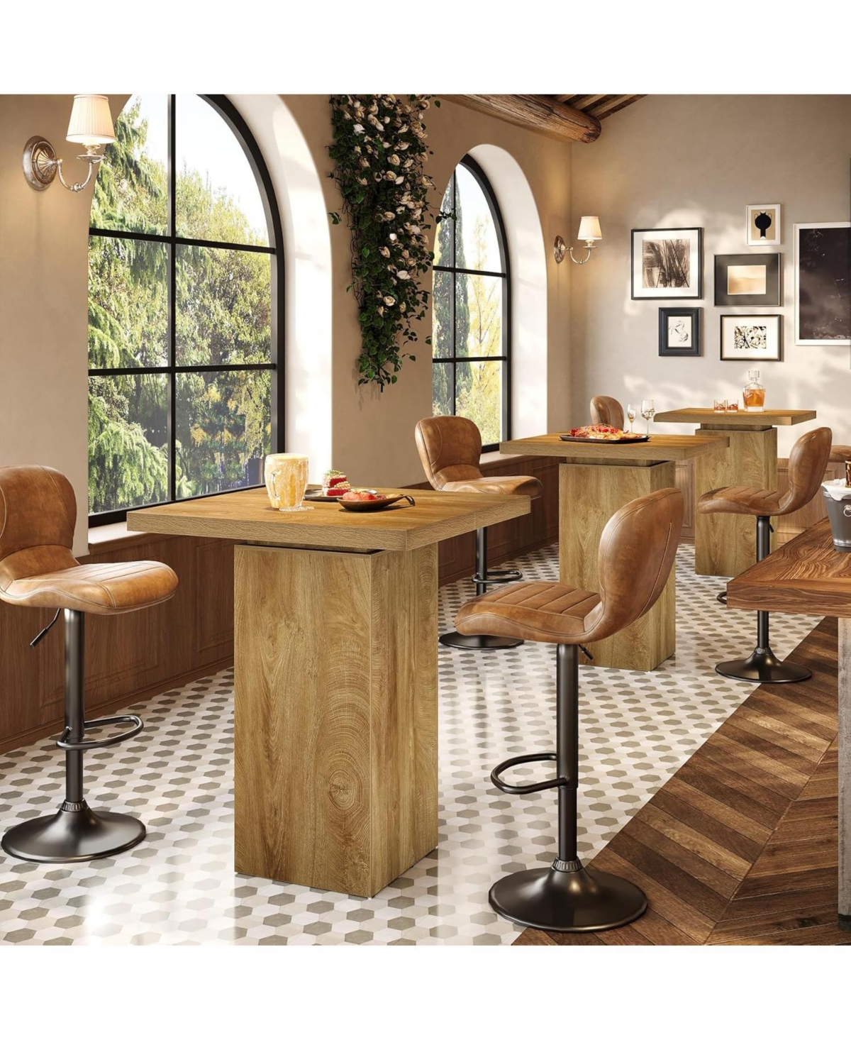 Tribesigns Square Bar Table, 39.4" H Industrial High Top Bistro Pub Cocktail Table, Small Counter Height Dining Table