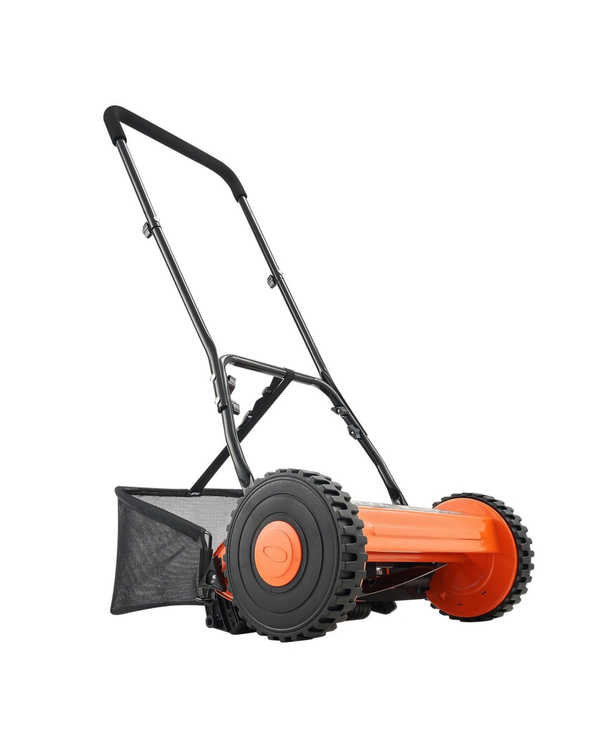 Mecale 16" Push Reel Lawn Mower, 5-Blade Manual Mower, 0.6–1.75" Adjustable Cutting Height, Includes Grass Catcher Bag