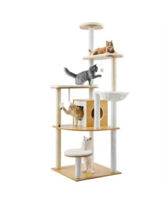 68.9"Tall Multi-Level Cat Tree with Cat Condo in Natural