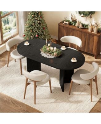 63" Oval Farmhouse Dining Table for 4-6, MDF Kitchen Table