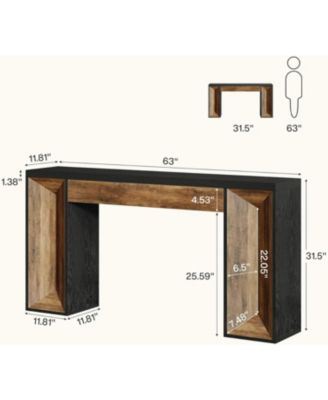 63" Console Table, Farmhouse Entryway Table with Dual-Tone Design, Rectangular Wood Sofa Table Behind The Couch, Narrow Entry Accent Table