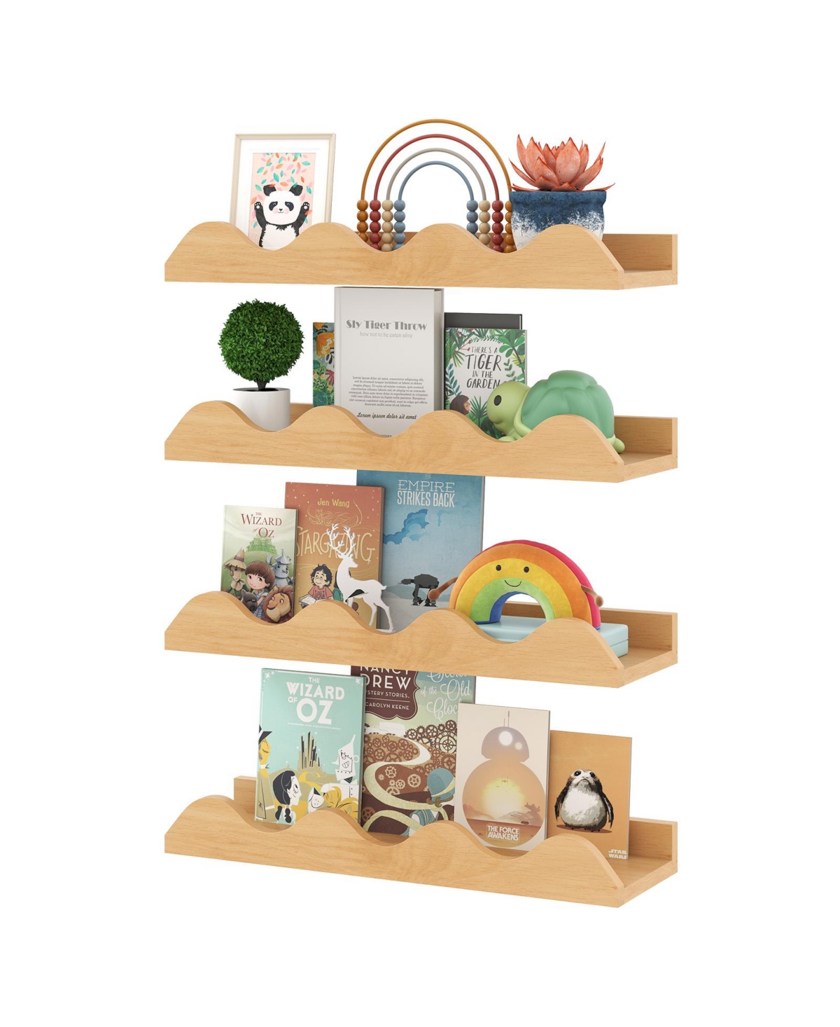 Slickblue Set of 4 Floating 16" Kids Shelves for Books and Toy Storage