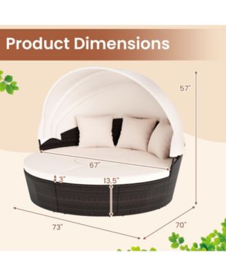 Round Patio Daybed with Adjustable Retractable Canopy