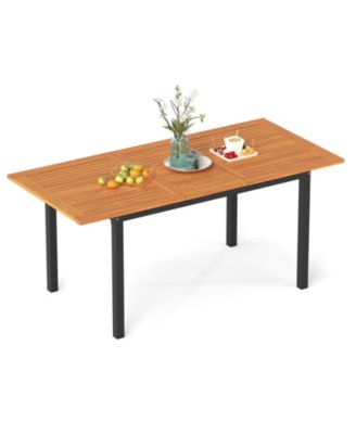 Solid Wood Extendable Dining Table Seats 4–8, Umbrella Hole