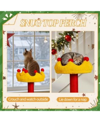 29.5" Tall Multi-level Cat Tower with Cat Condo in Red