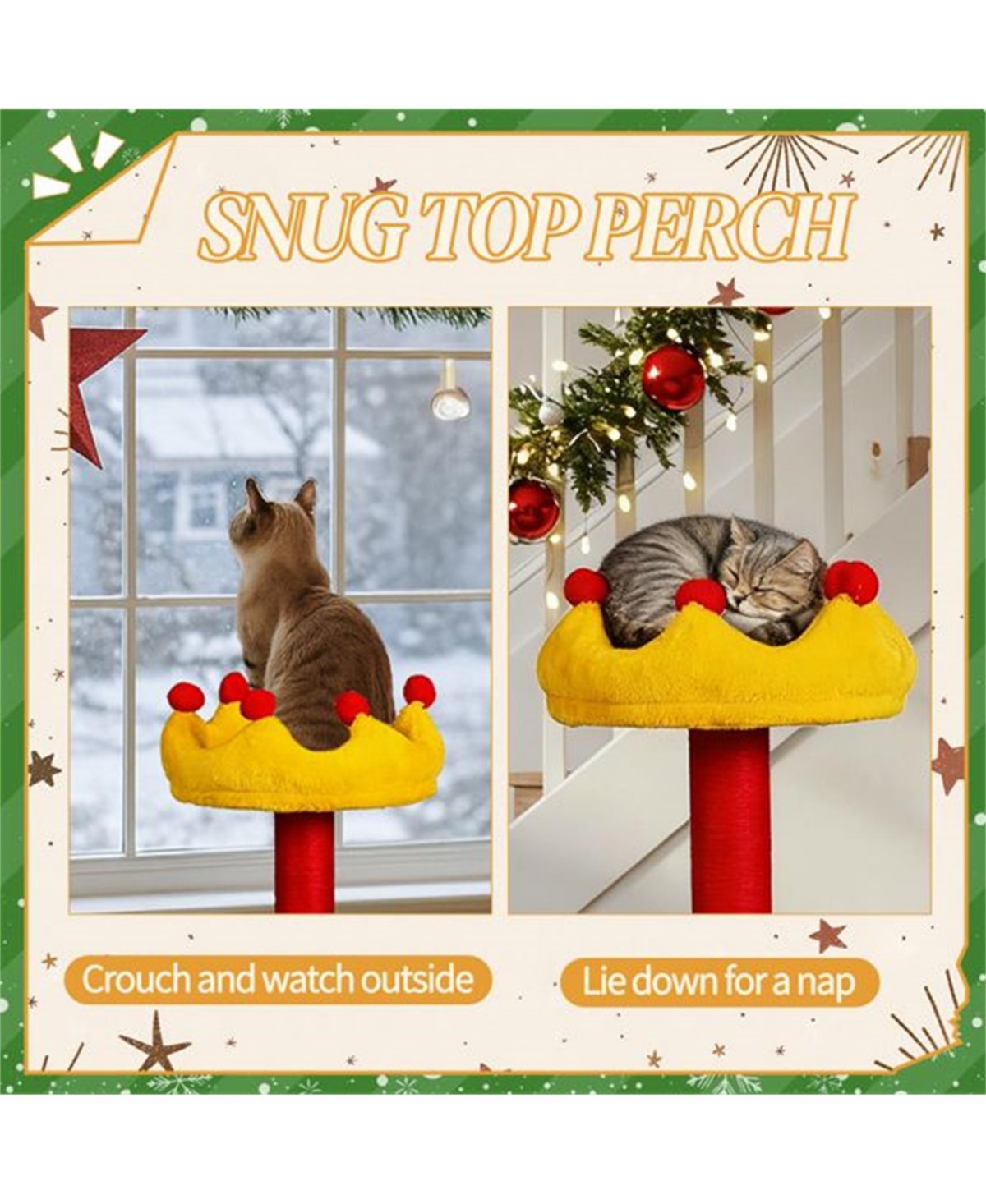 Aostirmotor 29.5" Tall Multi-level Cat Tower with Cat Condo in Red