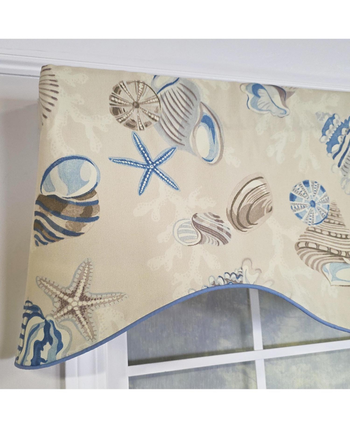 Rlf Home Beachbound Cornice 100% Cotton Rod Pocket Lined Window Valance 50" x 17"
