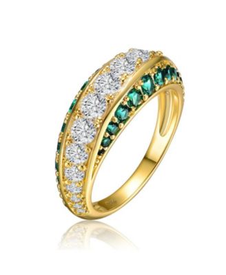 Radiant 14K Gold Plated Three-Trail Cubic Zirconia Cocktail Ring