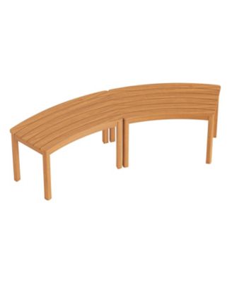 Outdoor Curved Wood Bench Set of 2 for Front Porch