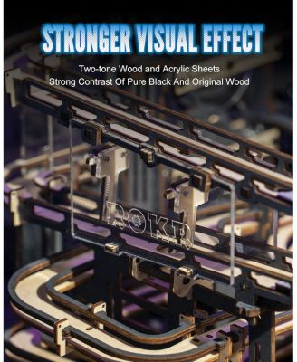 3D Wooden Puzzles for Adults Marble Run Model Building Kit Marble Night City Wooden Puzzles Building Toy, Desk Decor Creative Birthday Gifts