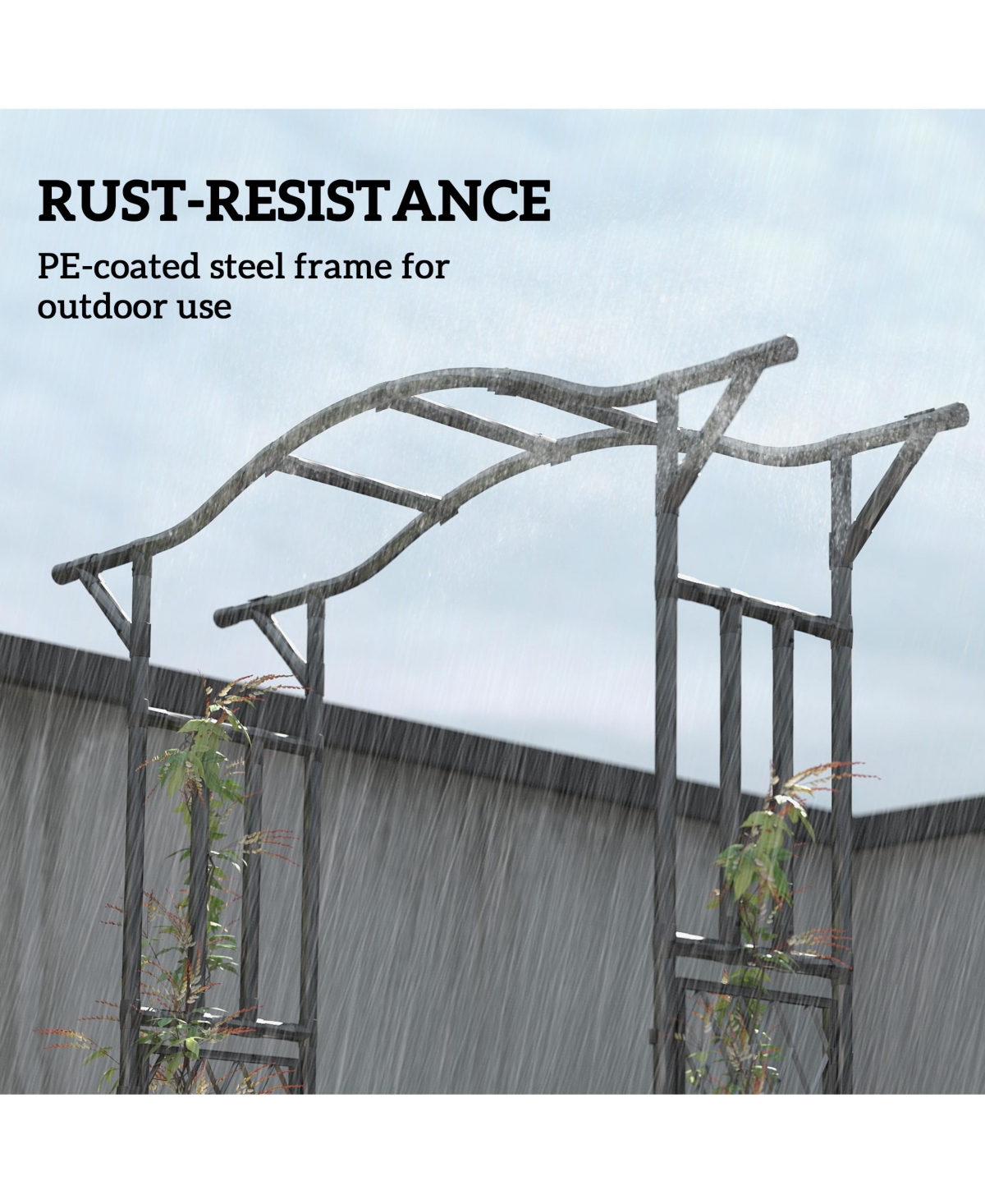 Outsunny Garden Arch, Garden Arch Trellis with Extended Top,