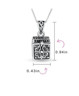 Religious Heart Locket Box Pendant .925 Sterling Silver Momenta Holder