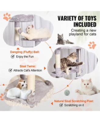 72" Cat Tower with 2 Cat Condos Scratching Post in Light Grey