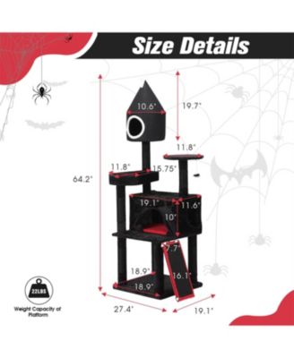 64.2" Tall Cat Tower with Coffin Bed,Condo in Black