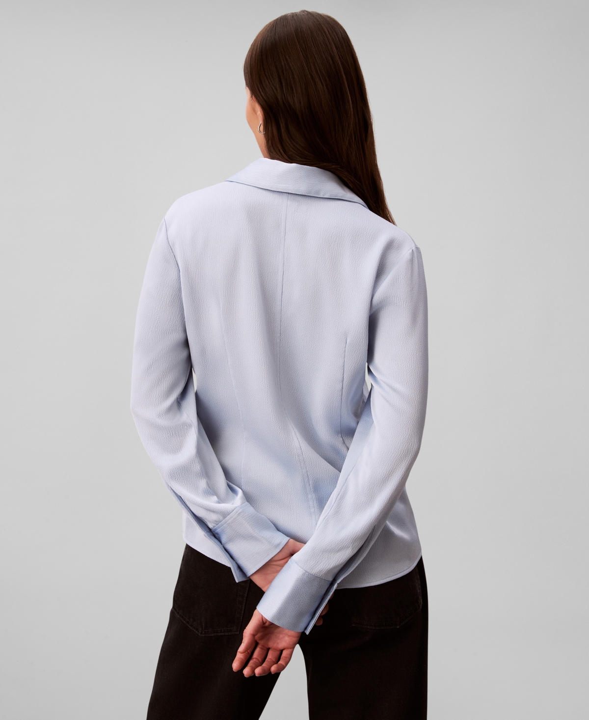 Calvin Klein Women's Hammered Fitted Collared Shirt