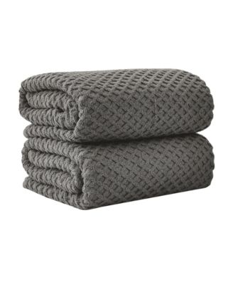 Quick-Drying Cotton Diamond Waffle Textured 2-Piece Oversized Bath Sheet, 68" x 35"