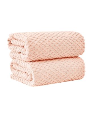 Quick-Drying Cotton Diamond Waffle Textured 2-Piece Oversized Bath Sheet, 68" x 35"