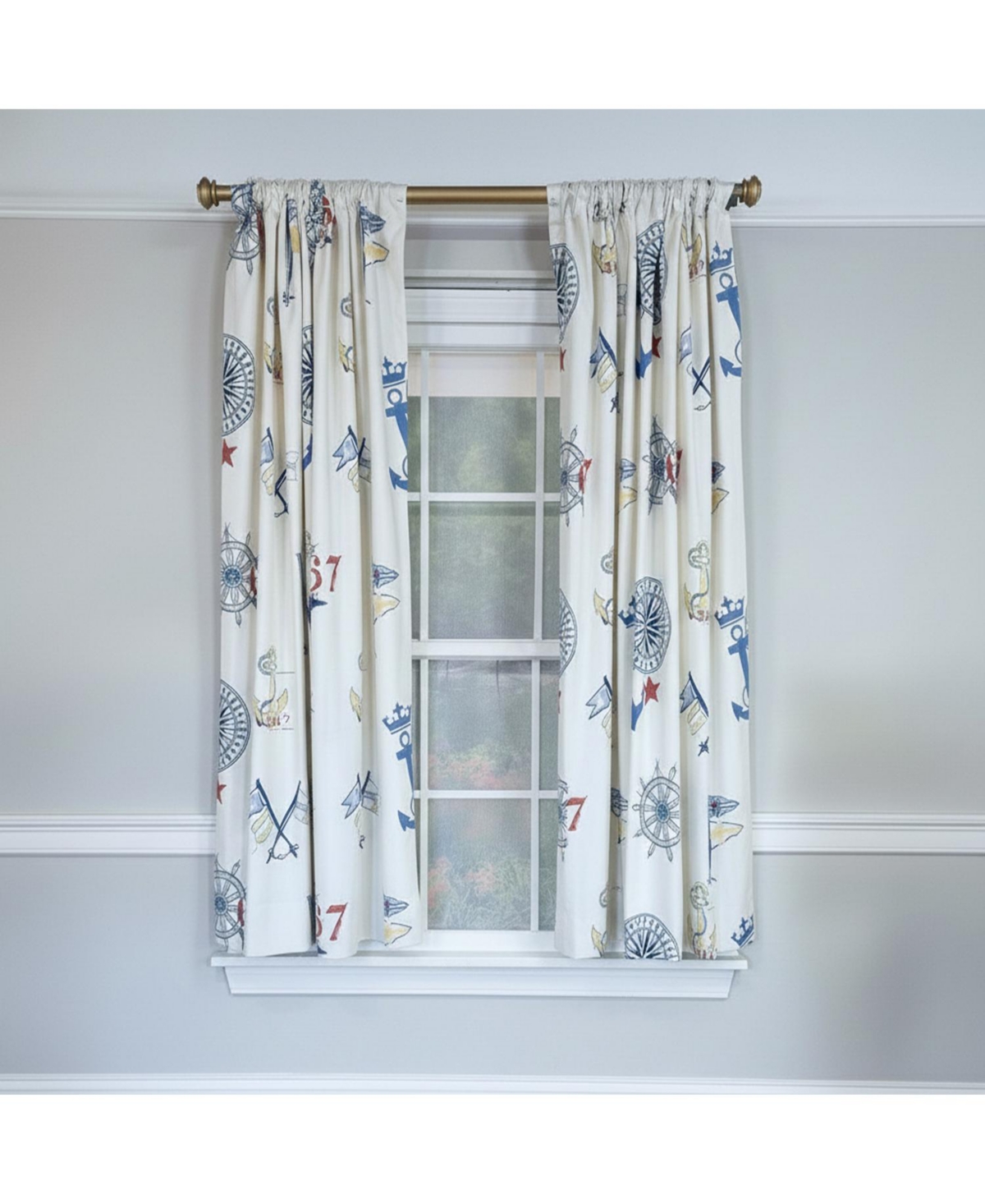 Rlf Home Ralph Lauren Navigator 100% Cotton Rod Pocket Window Curtain set of 2