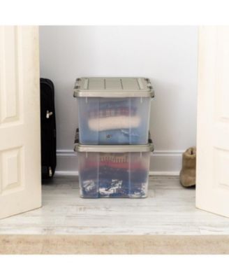 USA 44 Qt Storage Bins with Gasket Seal Lid, Clear/Chrome, 2Pk