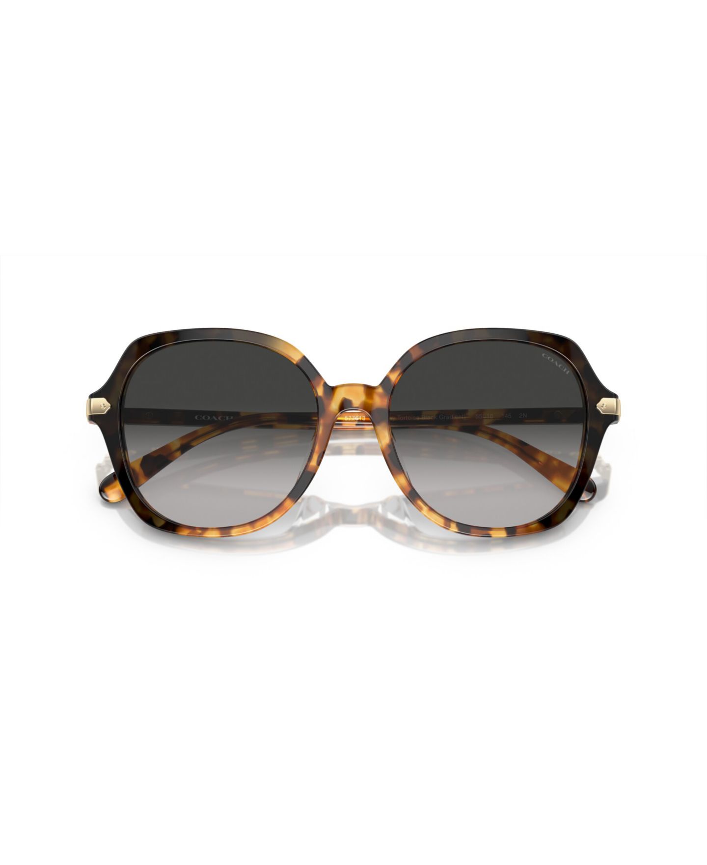 Женские солнцезащитные очки Coach Round Sunglasses, CL925 HC8377U, цвет: Медовый черепаховый чёрный градиентный — фото 5