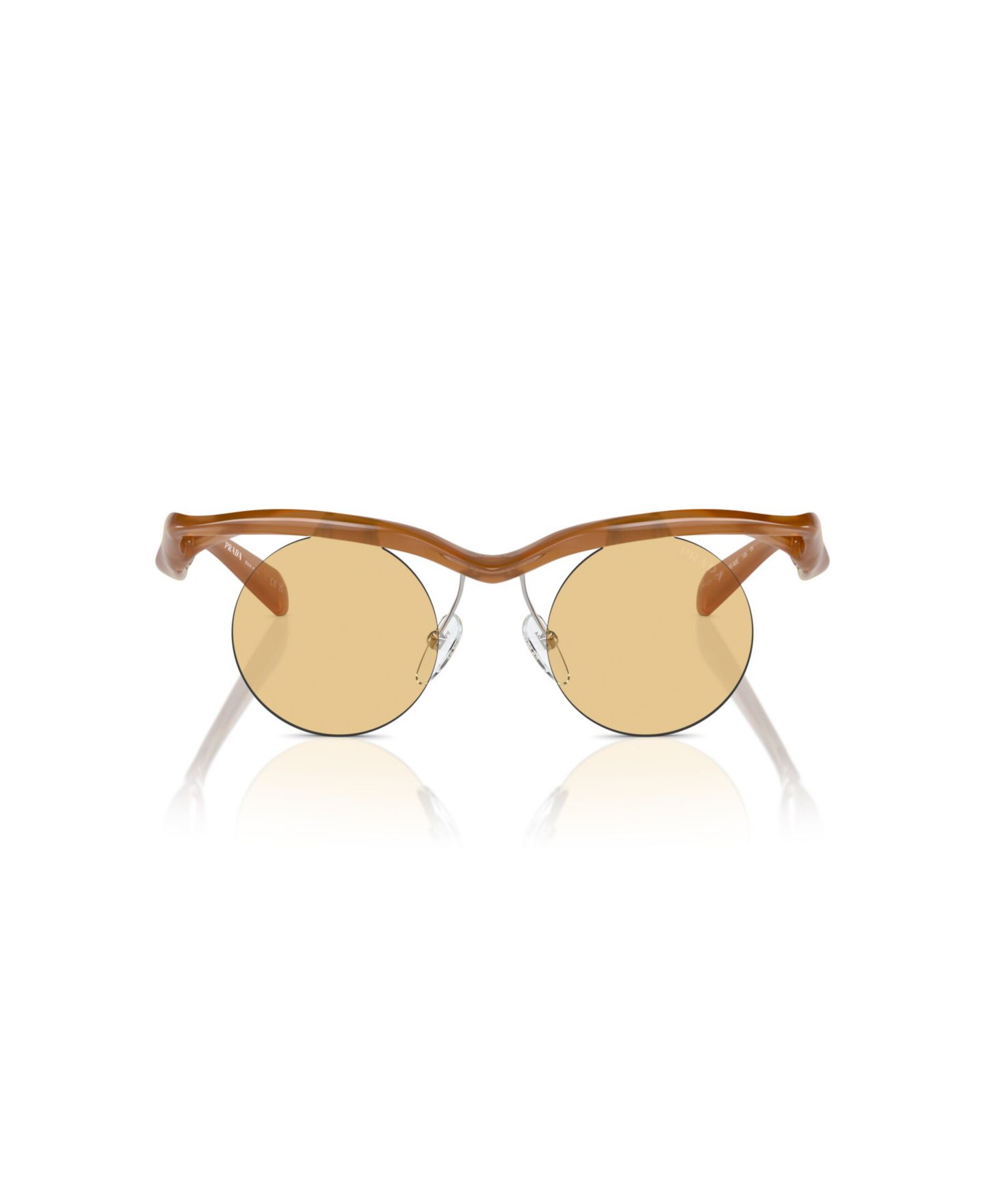 Женские солнцезащитные очки PRADA Round Sunglasses, PR A24S, цвет: Коньячный — фото 2