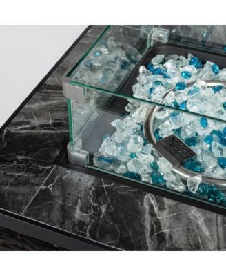 24 Inch Square Propane Fire Pit Table with Wicker Base and 50000 BTU Burner