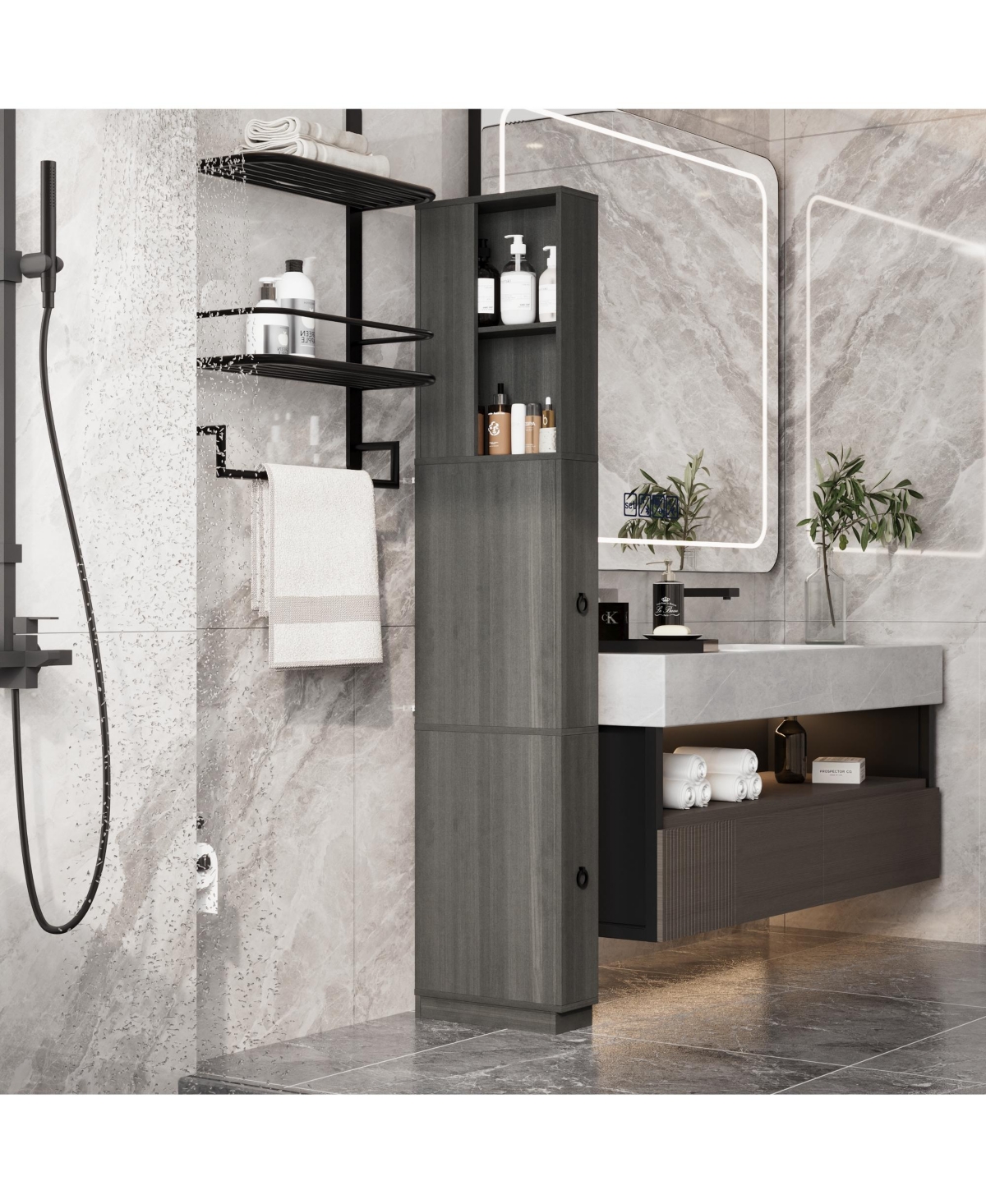 Homsee Bathroom Cabinet With Shelves And Drawers