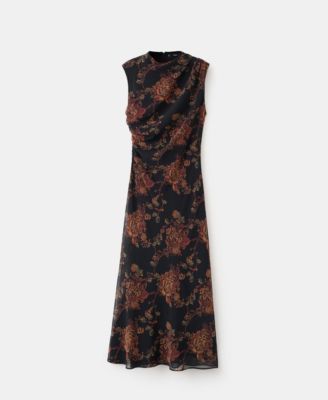 Women's Ruched Floral-Print Dress